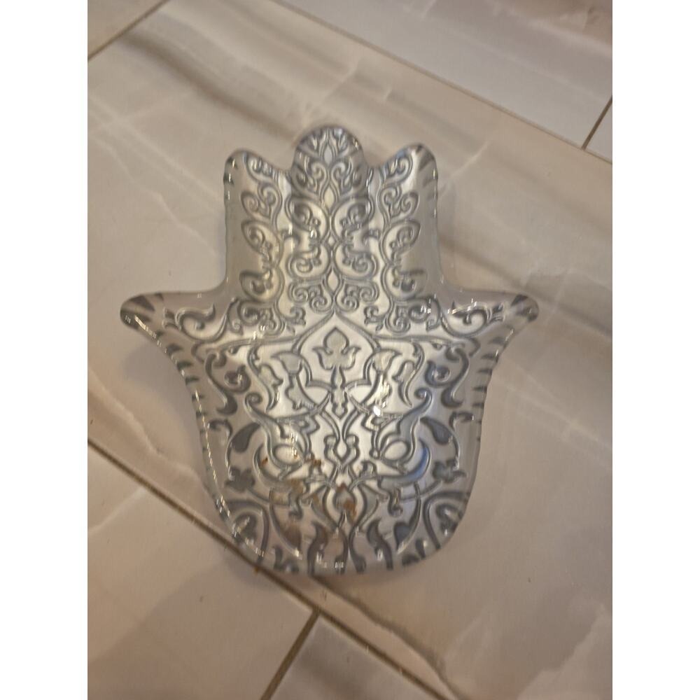 Jewelry Trinket Ring Dish Ceramic Hamsa Evil Eye Hand of Fatima Holder
